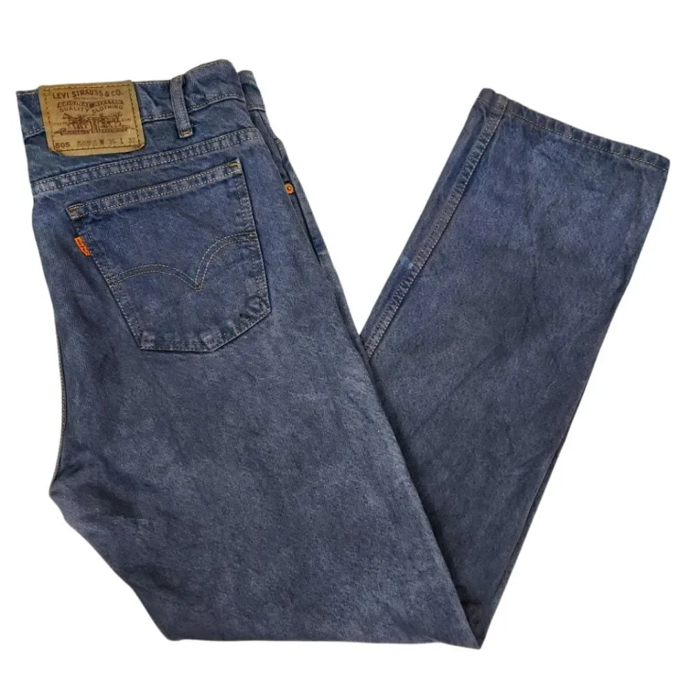 Vintage 90s Orange Tab 505 Levi's Regular Fit Straight Leg Jeans 36x32